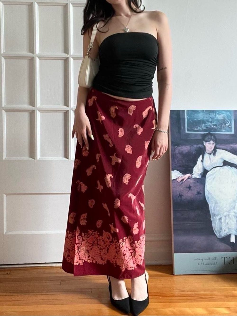 Size 7/8 Vintage Patterned Wrap Maxi Skirt
